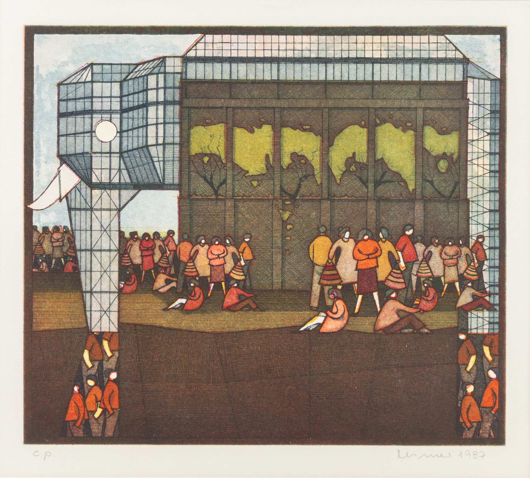 Hans-Joachim 'Jockel' Reisner (German 1938-2023): Architectural Elephant I, limited edition coloured etching signed and dated 1987 in pencil 24.5cm x 28cm
Notes: Reisner is best known for creating the Bradford City Fire Memorial in 1986. His style of printmaking is characterised by geometric lines and shapes, influenced by his degree in engineering.