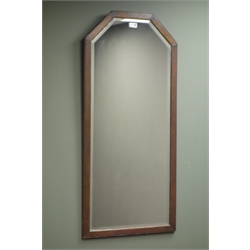  Early 20th century rectangular bevel edge wall mirror with canted corners, W52cm, H114cm  