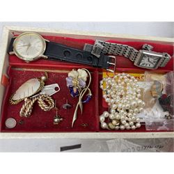 9ct gold earrings and oddments, Sekonda ladies stainless steel wristwatch, Ref. 4943 and a collection of costume jewellery
