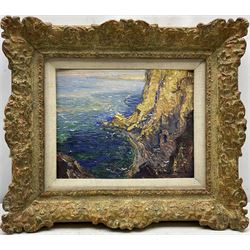 William Hoggatt RI (British 1879-1961): 'On the Manx Coast' Isle of Man, oil on board signed, titled on artist's studio 'Darrag Port Erin' label verso 19cm x 24cm