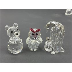 Collection of Swarovski Crystal animals, to include hedgehogs, snails, birds, mice and snakes, etc