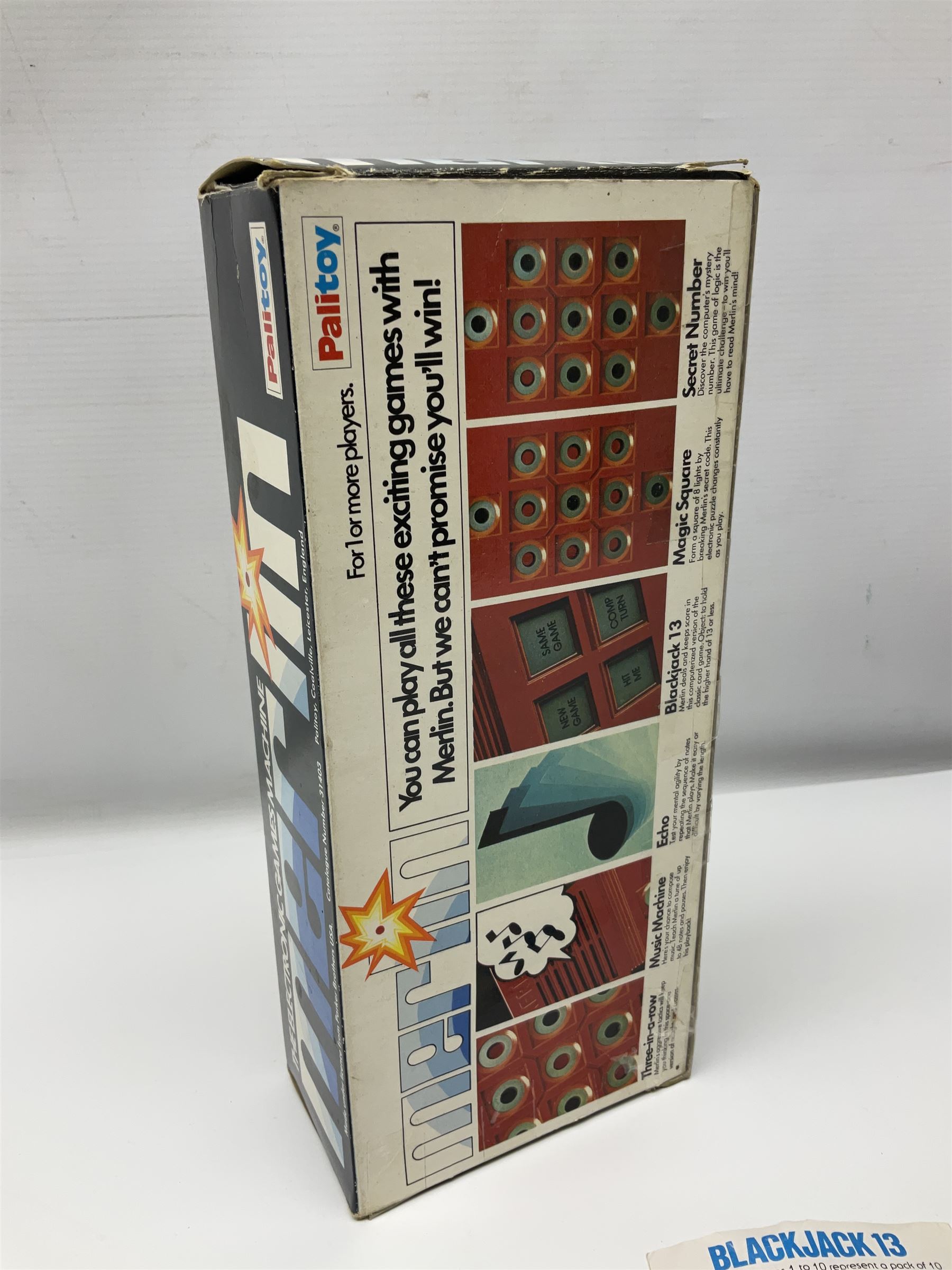 Three late 70s/early 80s handheld electronic games; Bandai Electronics Arcade ‘Gunfighter’ (1980), Grandstand ‘Invader From Space’ (1980), Palitoy ‘Merlin The Electronic Game Machine’ (1979) with game sheet and instruction booklet, all with original boxes (3) 