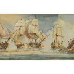 David C Bell (British 1950-): The Battle of Trafalgar, watercolour signed 14cm x 21cm