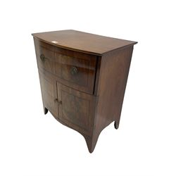 Georgian mahogany night stand or side cabinet, fitted with drawer over double cupboard, shaped apron and bracket feet