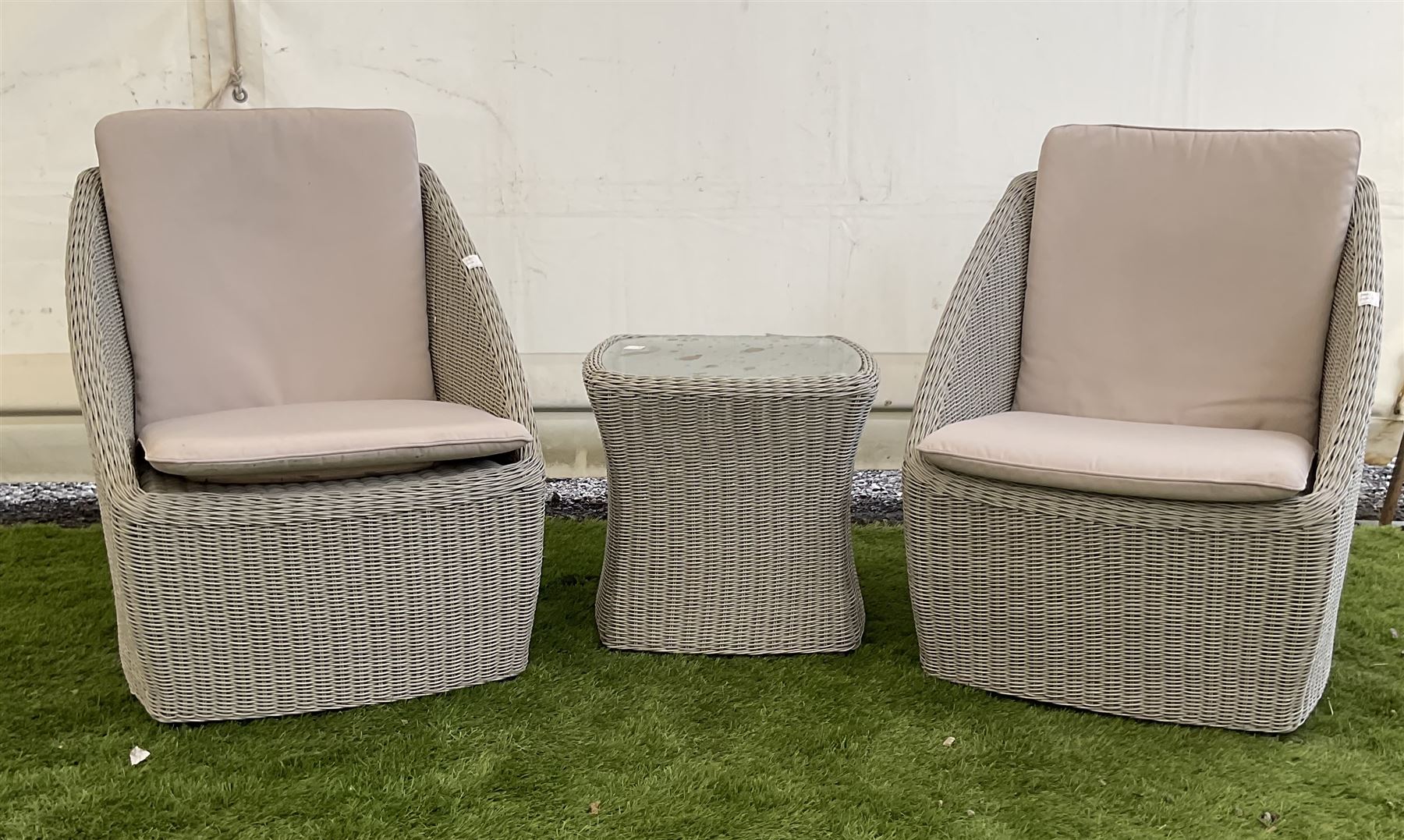 Rattan conservatory suite, comprising two chairs and coffee table - THIS LOT IS TO BE COLLECTED BY APPOINTMENT FROM DUGGLEBY STORAGE, GREAT HILL, EASTFIELD, SCARBOROUGH, YO11 3TX