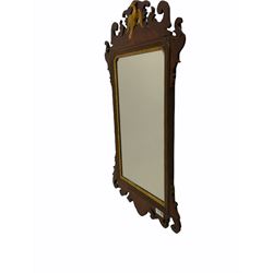 Chippendale style mahogany wall mirror with eagle pediment 