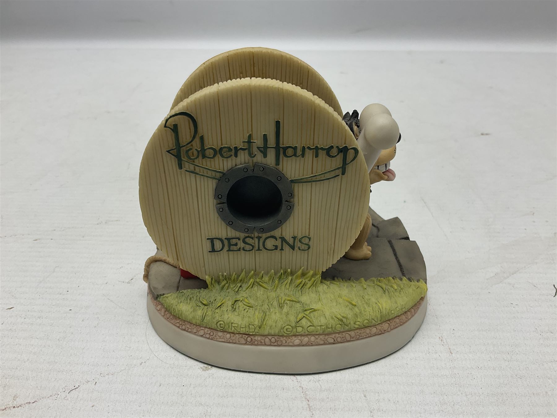 Thirteen Robert Harrop figures from the Beano Dandy collection, comprising Yo-Yo Collectors Piece 1996, Desperate Dan BD03, Cuthbert Cringeworthy BD08, Teach BD06, 'Erbert BD14, Toots BD12, Winston BD17, Fatty BD07, Dennis The Menace BD01, Dennis the Menace Fishing BD806, Sydney BD13, Wilfrid BD15 and Plug BD11