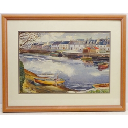  Scottish Inlet and Quayside, watercolour signed and dated 1971 by W F Chalmers (20th century) 34cm x 50cm  