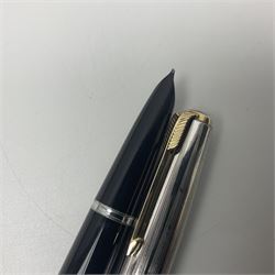 Parker '51' fountain pen, boxed, together with a similar Parker fountain pen, a Messenger fountain pen, Waterman ballpoint pen and one other