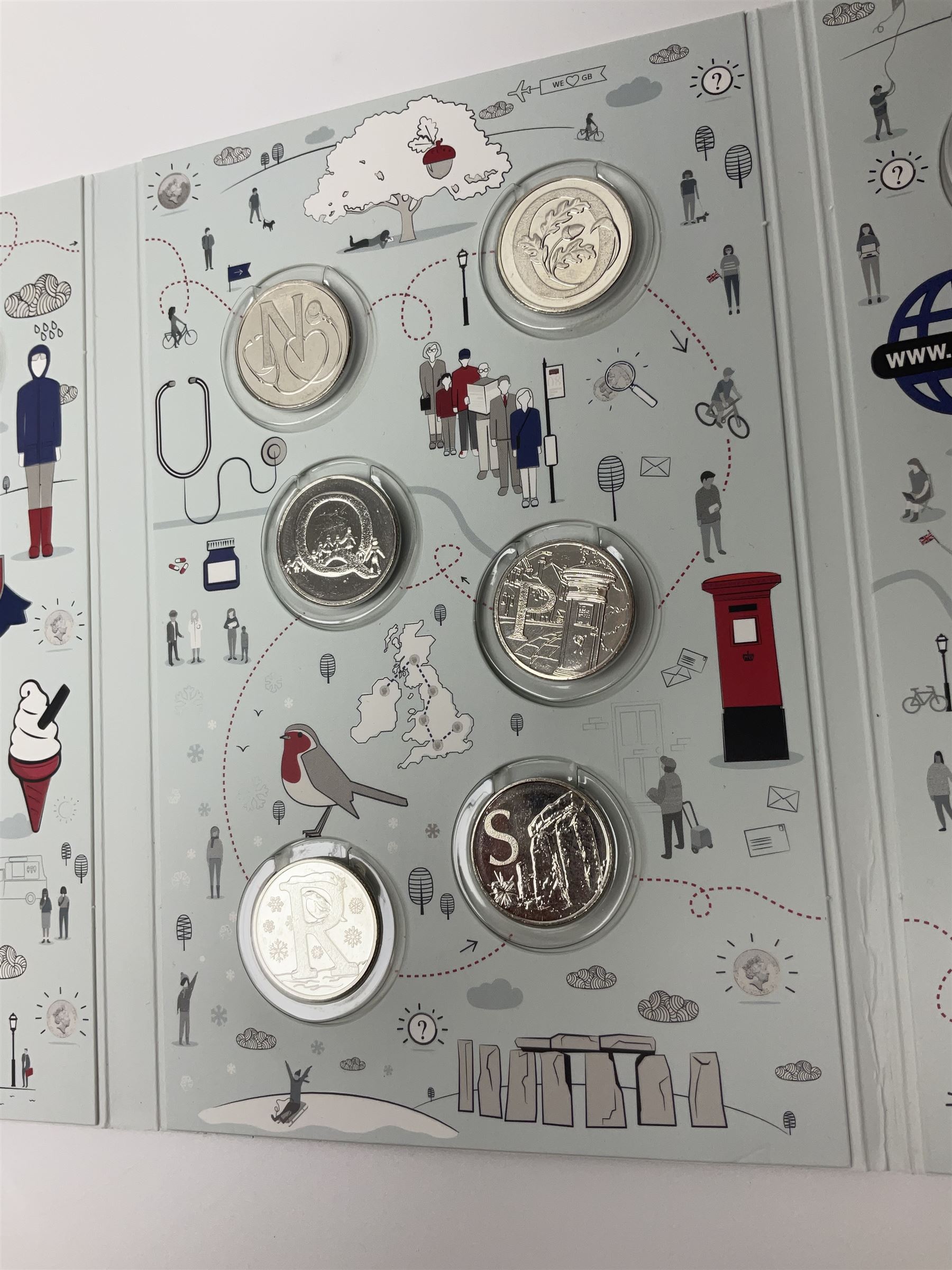 The Royal Mint 'The Great British Coin Hunt Quintessentially British A to Z' 2018 ten pence coin set, in card folder