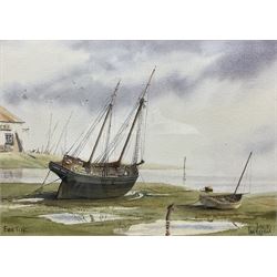 Ian Hudson (20th century): 'Ebb Tide', watercolour signed and titled 24cm x 34cm