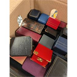 Collection of jewellery boxes including velvet, leather and card examples