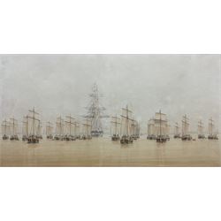 William Frederick Settle (British 1821-1897): A Naval Regatta in the Humber, watercolour signed with monogram and dated '64, 26.5cm x 51cm