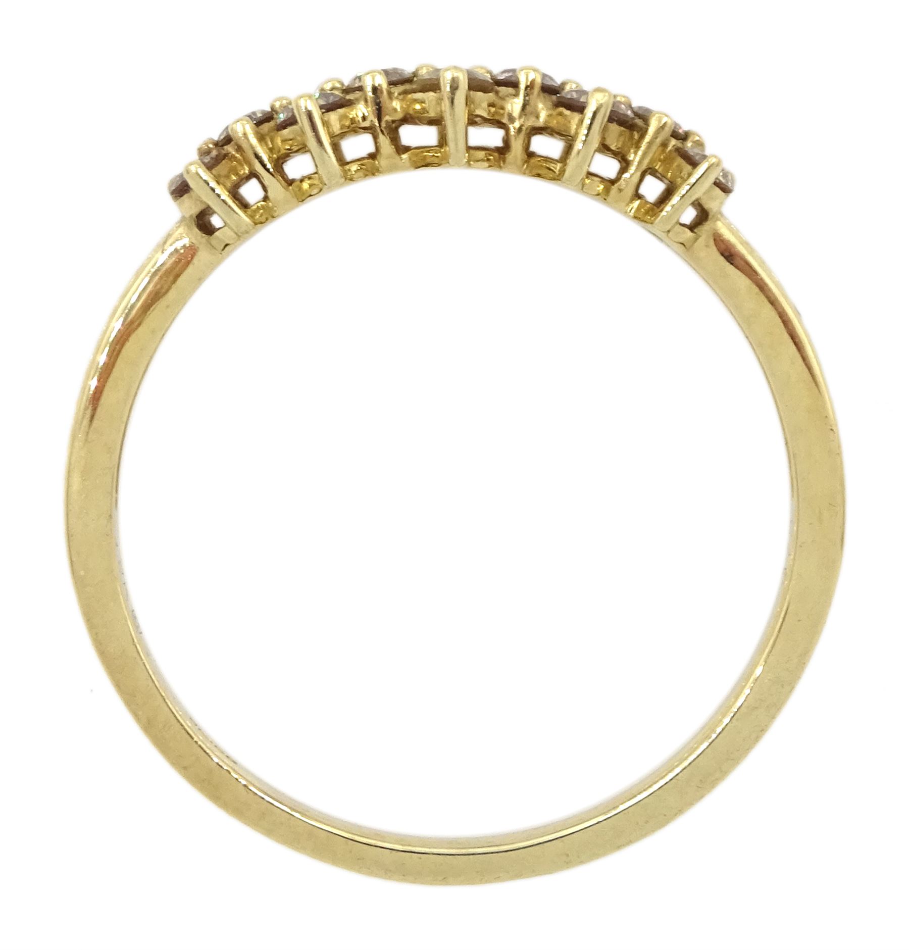 9ct gold round brilliant cut champagne diamond ring, hallmarked, total diamond weight approx 0.50 carat