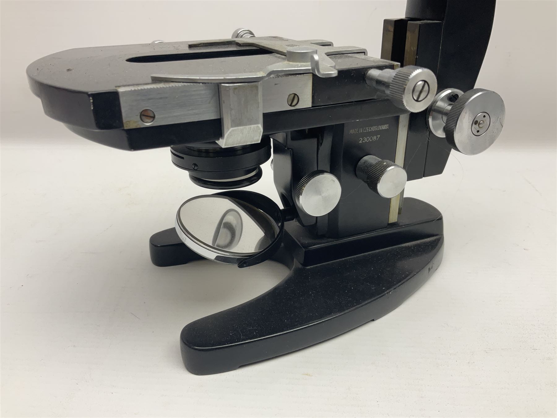 Four microscope, comprising W.J George Ltd, Watson Service 716606, Meopta no 230087 and one other  