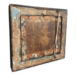 Verre églomisé silhouette painting, in frame, H28cm  