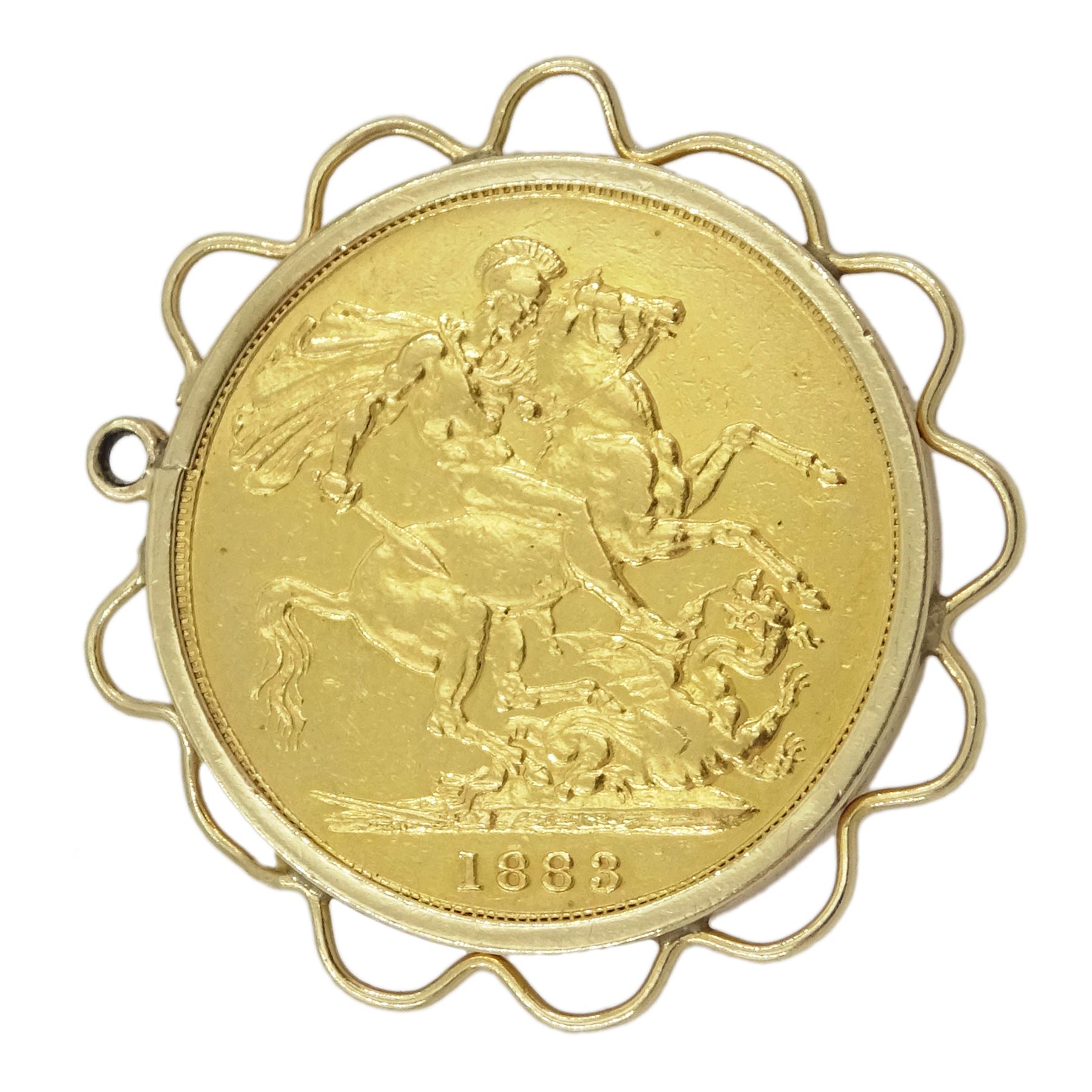 Queen Victoria 1888 gold full sovereign coin, loose mounted in 9ct gold pendant