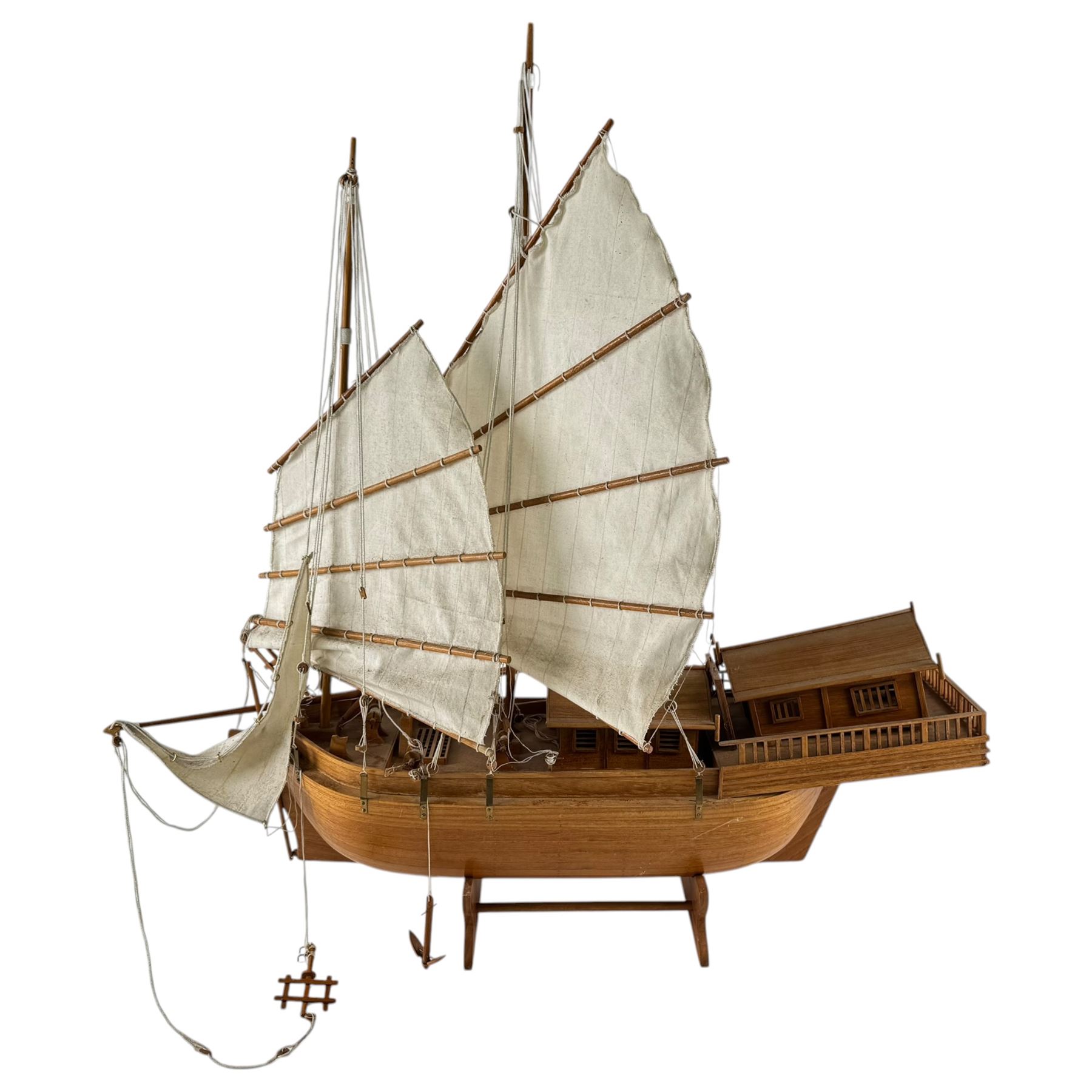 Wooden model of a junk ship, H81cm, W85cm