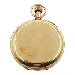 Early 20th century 9ct gold full hunter keyless repeating Swiss lever pocket watch, the back plate engraved 'Brevet 34984', white enamel dial with Roman numerals and subsidiary seconds dial, case by De Pury, Gautschi & Co (George Guillaume Gautschi), London import marks 1912