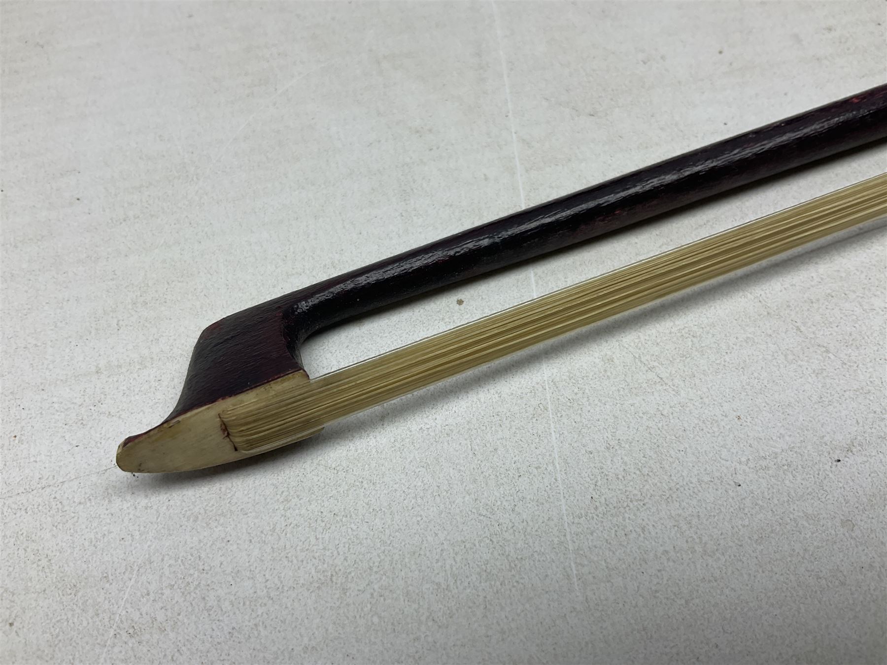 German trade violin c1900 the 36cm two-piece maple back impressed 'Stainer', maple ribs and spruce top, bears label 'Jacobis Stainer in Absam prope Oenipontum 17**' L59cm; in carrying case marked 'The Improved Dome' with bow