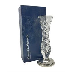 Modern silver mounted cut crystal vase, hallmarked, H15.8cm, boxed