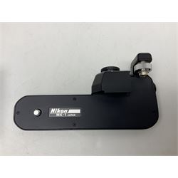 Nikon F3T camera body, in champagne/ titanium colourway, serial no. T8215031, with 'Nikon Nikkor 50mm 1:1.4' lens, Nikon MD4 motor drive, serial no. 156592 and Nikon MK-1 Firing range converter, all with original boxes 