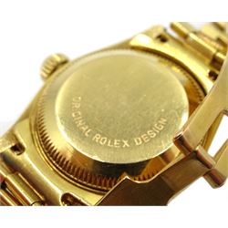 Rolex Oyster Perpetual Datejust ladies automatic 18ct gold bracelet wristwatch, circa 1989, model No. 69178, serial No. L395850, boxed