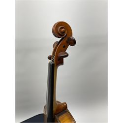 1920s continental large viola with 42cm two-piece maple back and ribs and wide grain sprucewood top with guarnerie sound holes, bears label 'Werner Alajos Budapest', overall length 69cm; in modern carrying case