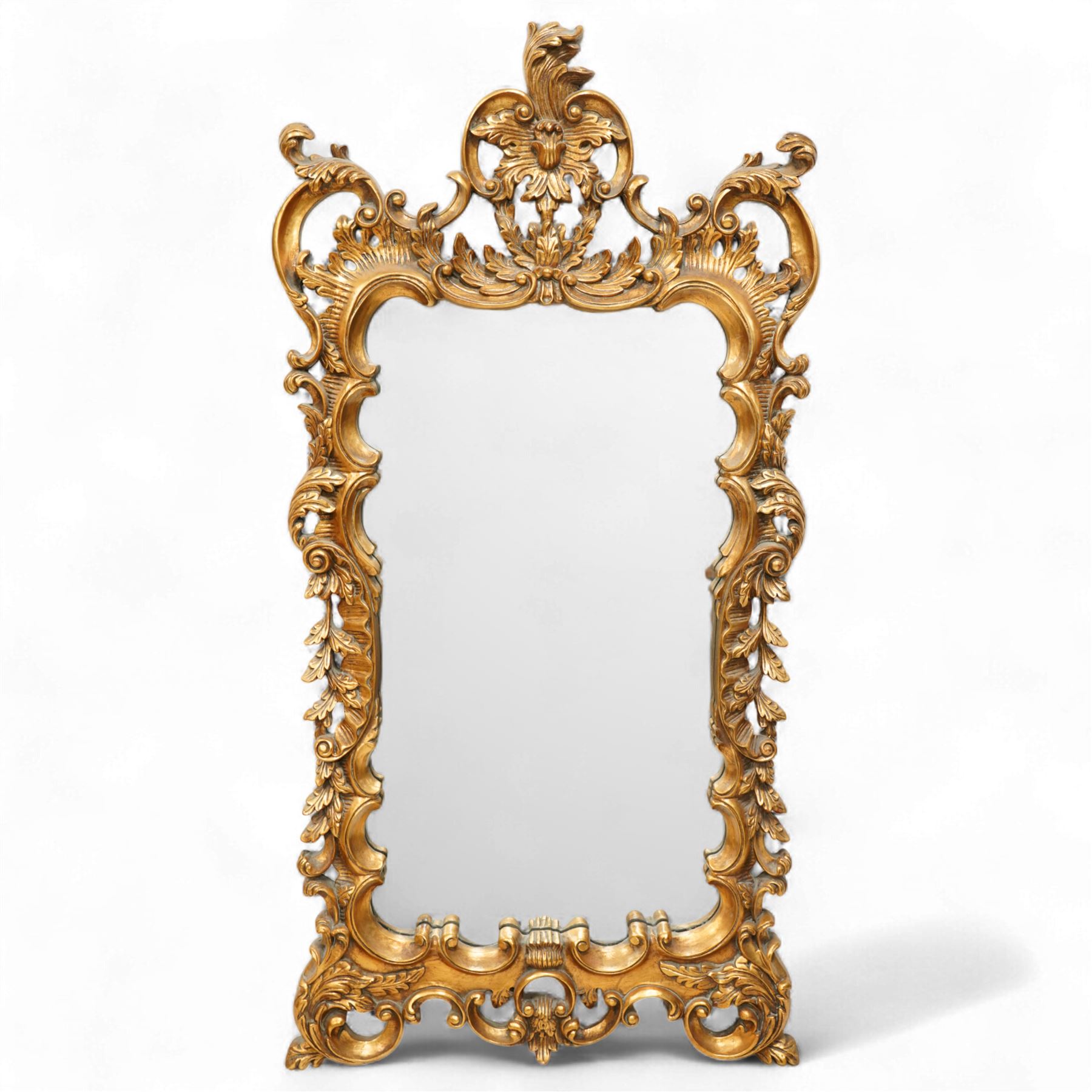 Rococo style gilt wood framed wall mirror