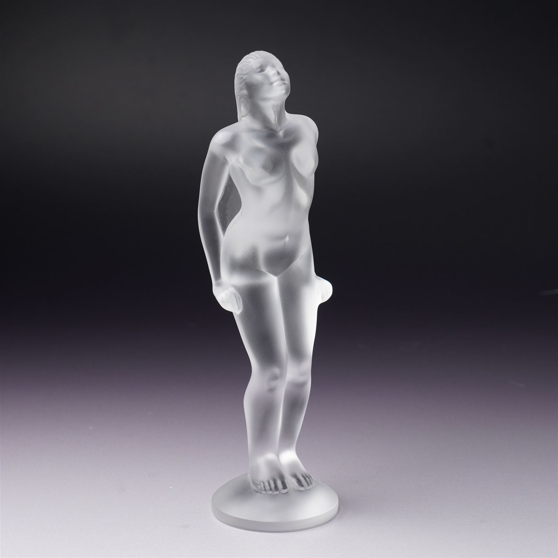 Lalique 'Josephine' frosted glass figure, modelled as a nude figure with her hands to her sides, marked Lalique France to base, H19.5cm