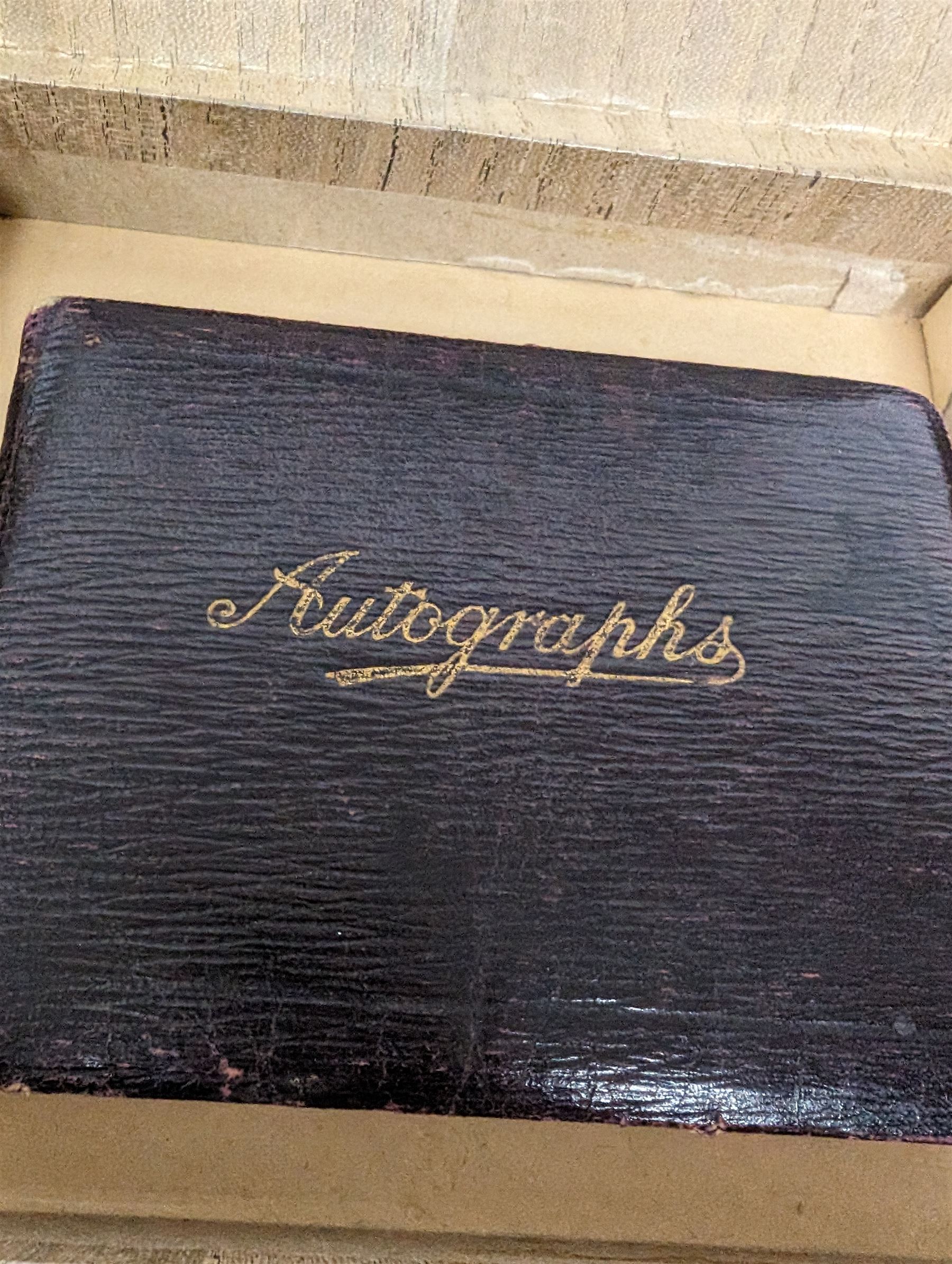 1920s leather bound autograph album/memory book, containing sketches, verses and quotes