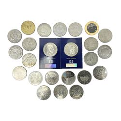Queen Elizabeth II twenty four five pound coins including ‘Olympic Countdown’ 2009, 2010, 2011 and 2012, and 2017 ‘Sapphire Jubilee’ and ‘HRH Prince Philip Retirement’ coins on Change Checker cards etc 