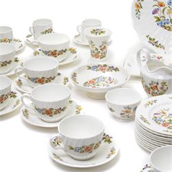 Aynsley Cottage Garden tea set comprising thirteen cups and saucers, eleven plates, bread and butter plate and milk jug, together with six coffee cans and saucers, cream jug and sugar bowl and four other Cottage Garden pieces