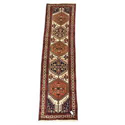 Persian Ardebil runner rug, beige and re