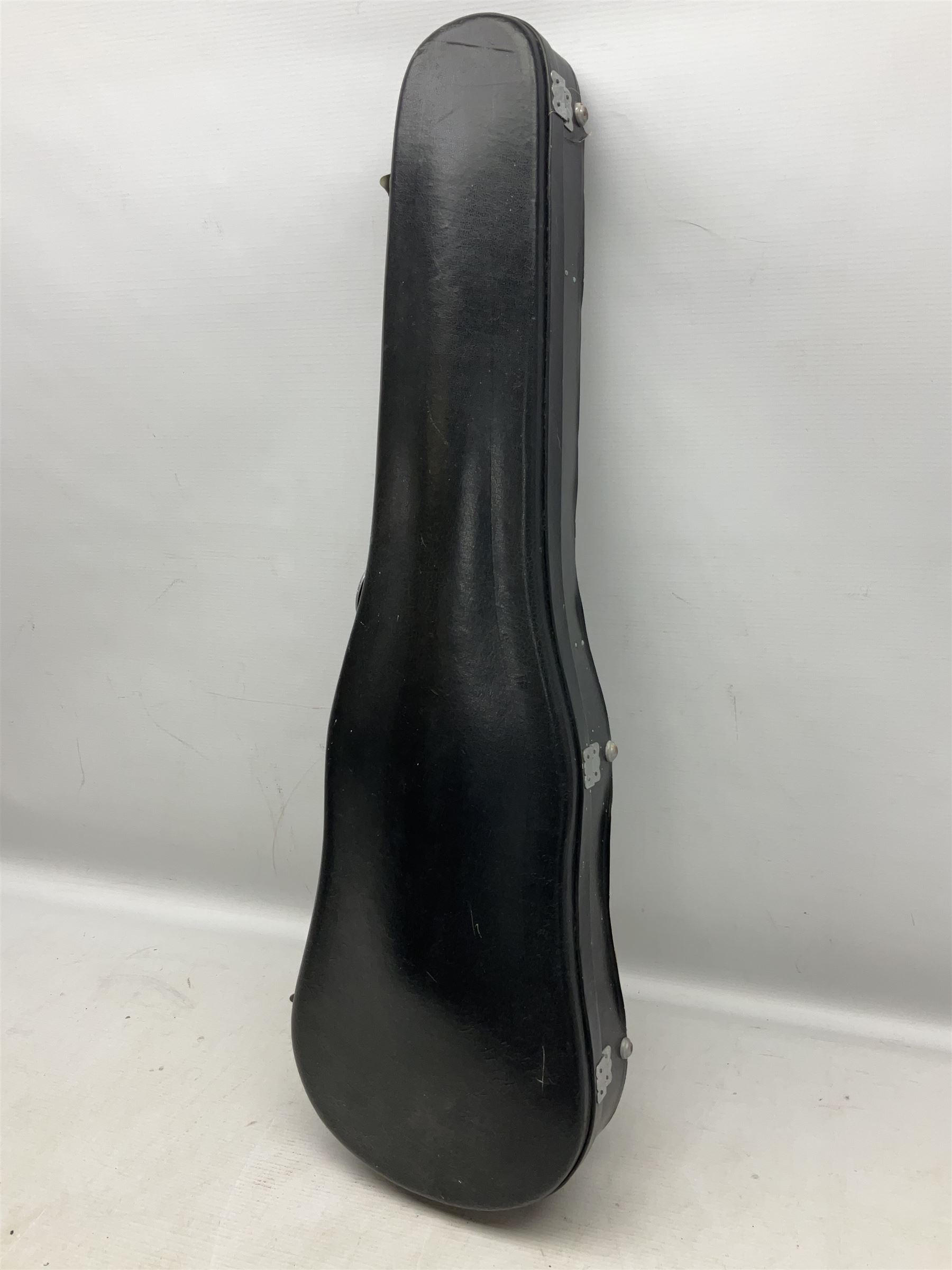 French violin c1900 labelled Guadagnini with 35.5cm two-piece maple back and ribs and spruce top, labelled 'Joannes Baptista Guadagnini Pla Centinus Fecit Mediolani 17**' L59cm overall; in hard carrying case