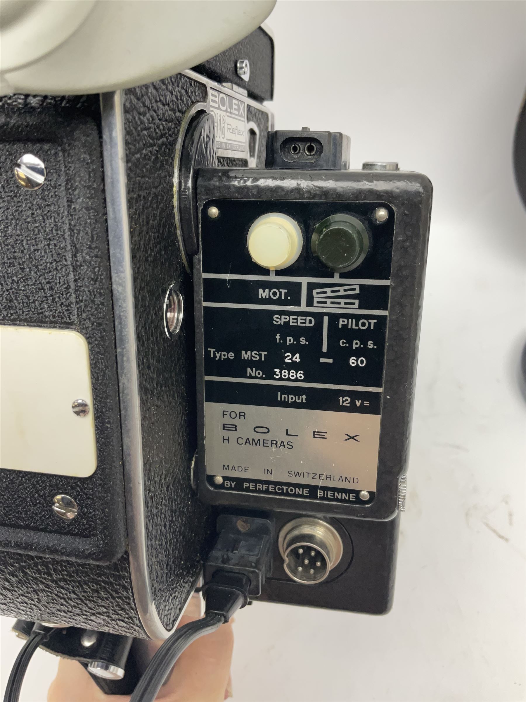 Bolex H16 RX5 camera body, serial no. 245758, with ' Kern Paillard Vario Switar 1:1.9 f=16-100mm POE Bolex H16RX' lens, Bolex 400ft magazine, etc, all in Bolex large flight case