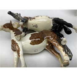 Two Royal Doulton horse figures, comprising Appaloosa Horse and Desert Orchid on wooden plinth, together with a Beswick skewbald pinto pony no 1373
