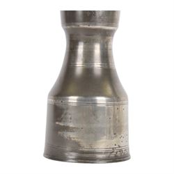 George III pewter tappit hen, circa 1800, the body of typical shouldered form, with bands of incised lines, curved flat thumbpiece, and curved strap handle, bearing indistinct touch marks along collar, including thumb piece H26.5cm, 