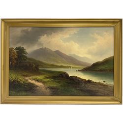 Victor Rolyat (British 19th/20th century): Highland Loch Landscape, oil on canvas signed 60cm x 90cm