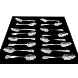 Six George III silver teaspoons, Old English pattern by Ann Robertson (1804-1811) Newcastle, ten other George III and IV silver teaspoons all hallmarked, approx 6.5oz