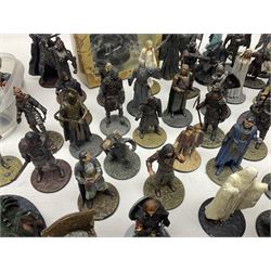 Approximately 80 NLP Lord of the Rings heavy metal painted figurines to include Fell Beast, boxed, and The Watcher, The Dark Lord Sauron, Treebeard etc, and unassociated Dracula themed composite figures marked HHFT50 