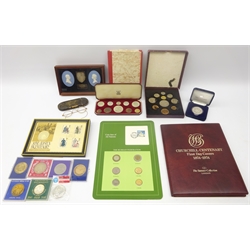  Collection of coins including 1951 proof set, 1953 proof set, commemorative coins, 'Jane Austen Bicentenary Medallic First Day Cover' etc  