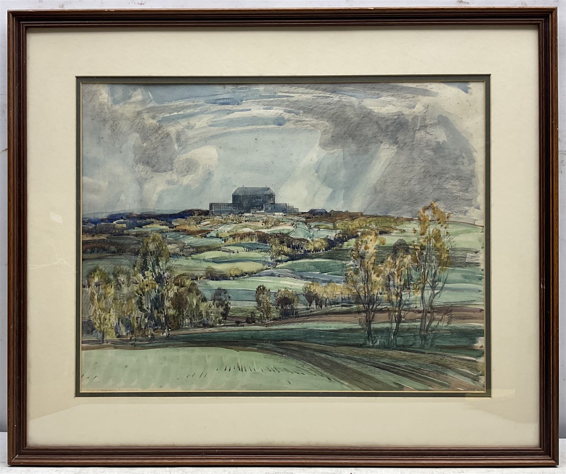 John Charles Moody (British 1884-1962): Castle on the Hill, watercolour signed 35cm x 45cm