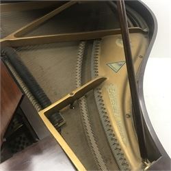  Evestaff London mahogany cased baby grand cast iron overstrung piano, 