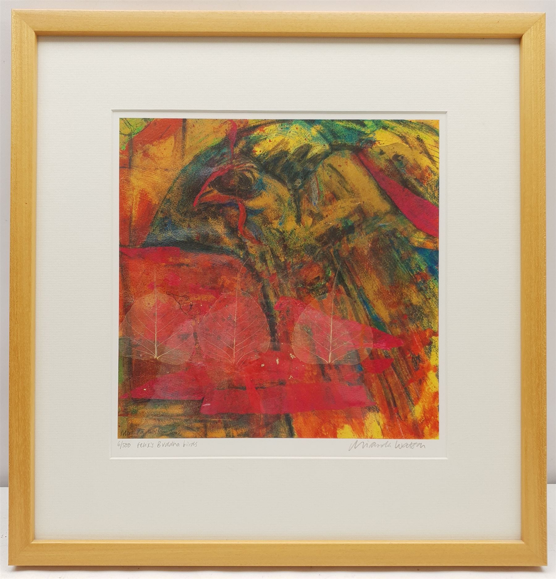 Miranda Watson (British Contemporary): 'Felix’s Buddha Birds', giclee print signed titled and numbered 6/500 in pencil 30cm x 29cm 
Notes: Watson is a former live-in artist at Burton Agnes Hall