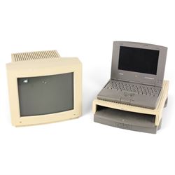 1990s Apple Macintosh Powerbook Duo 230 with Duo Dock and Macintosh Colour Display screen