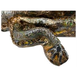 Galea Belinscaia (Yorkshire, Contemporary): Stoneware model of a baby alligator, with textured glaze finish, L56cm 