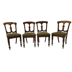 Set of four Victorian mahogany dining chairs, upholstered drop in seats