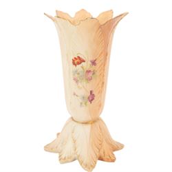 Royal Worcester blush ivory leaf moulded vase, leaf shape dish and a Royal China Works Worcester watering can, vase H21cm