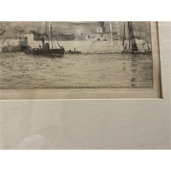 William Lionel Wyllie (British 1851-1931) 'Hot Walls - Portsmouth', etching signed in pencil pub.1911, 20cm x 51cm